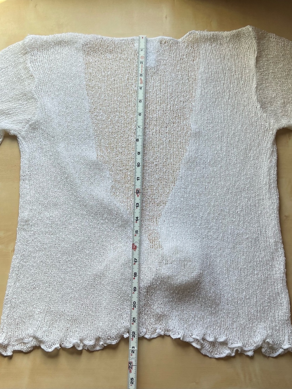 Romantic Ethereal Sheer Knit Tie-Front Cardigan-Boho Mesh Shrug Lettuce Edge - Picture 7 of 9